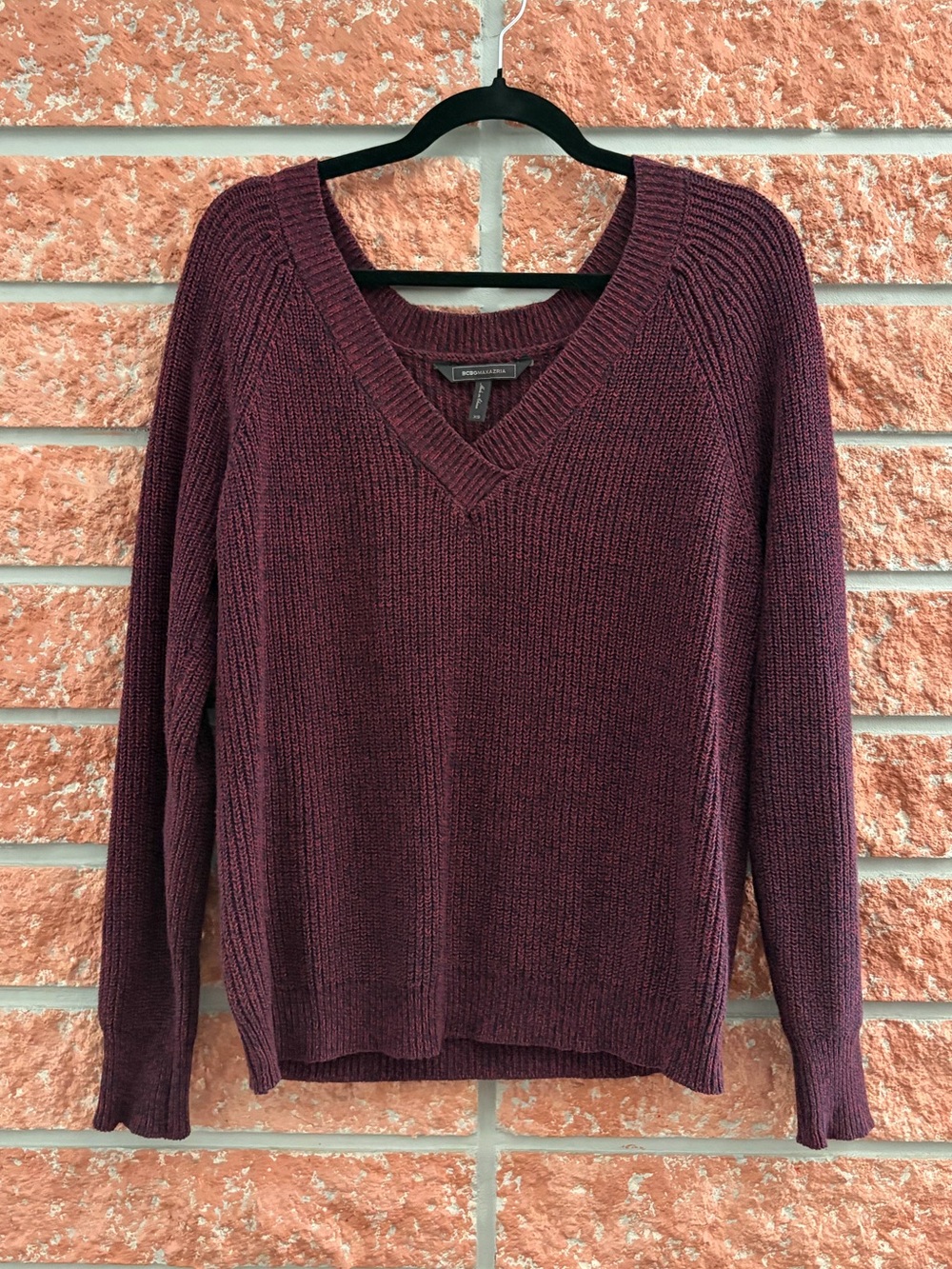 BCBGMaxAzria Plum V-Neck Knit Sweater